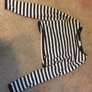 Black & White stripe crop long sleeve
